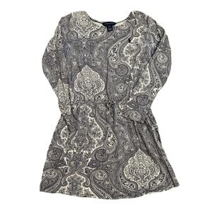 Ralph Lauren Girls Size L (12/14) Blue and White Paisley Print Dress Cotton